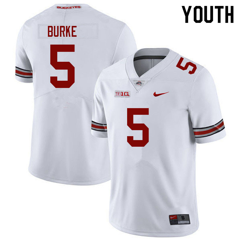 Youth #5 Denzel Burke Ohio State Buckeyes College Football Jerseys Sale-White